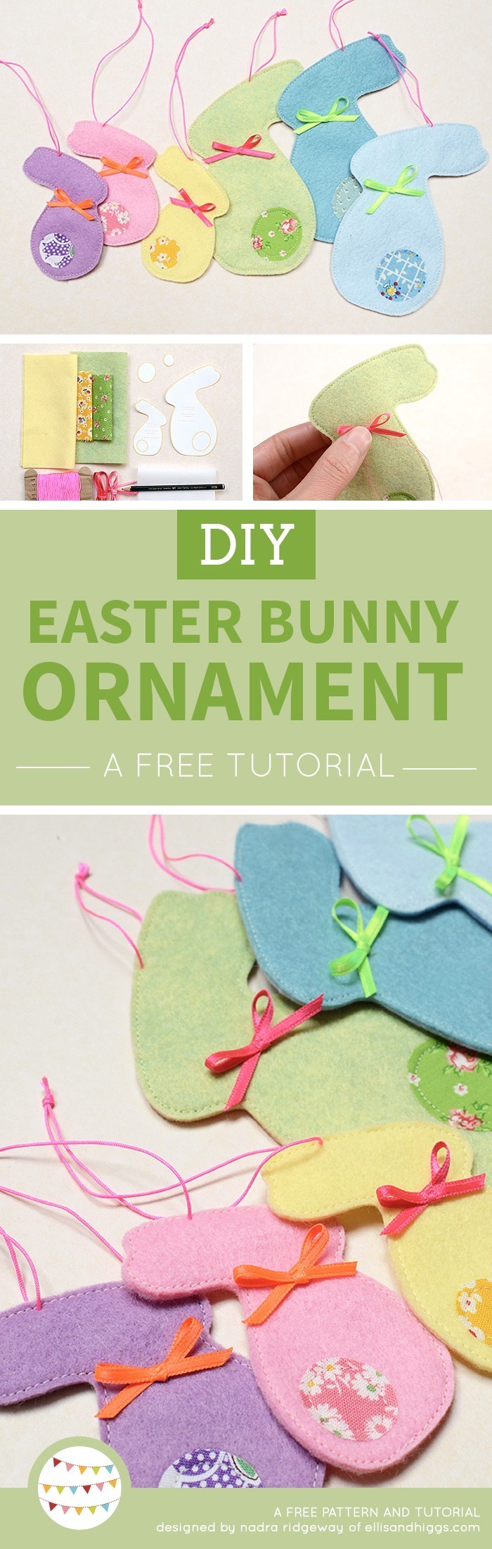 Osterhasen Anhänger aus Filz und Stoff / Felt and Fabric Easter Bunny Ornaments