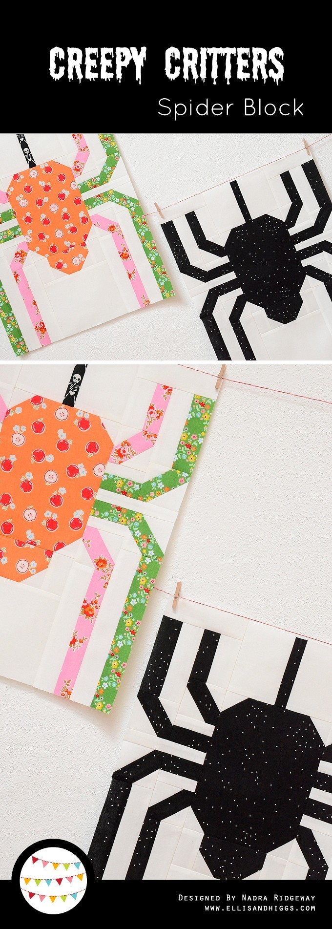 Creepy Critters Spider Quilt Block