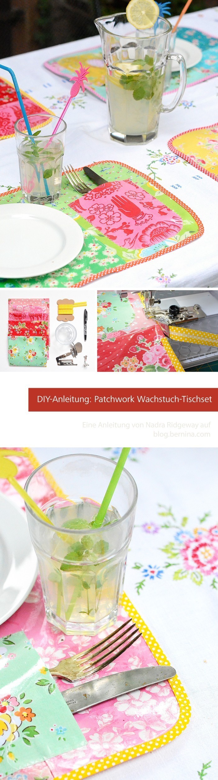 Patchwork Wachstuch-Tischset Tutorial von Nadra Ridgeway