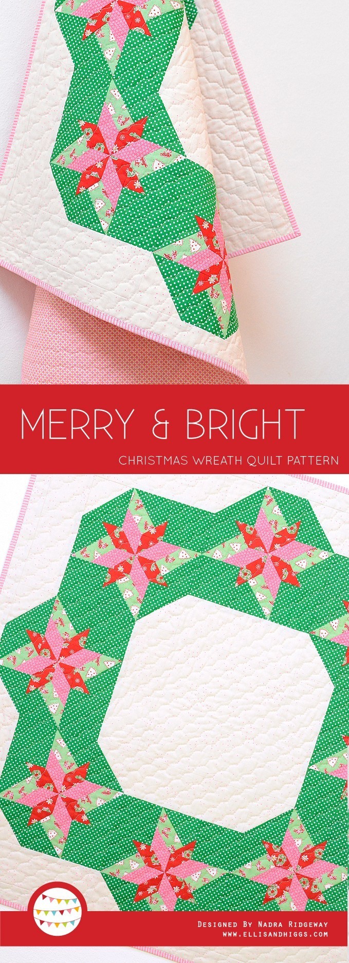 Christmas Wreath Quilt Pattern by Nadra Ridgeway of ellis & higgs
