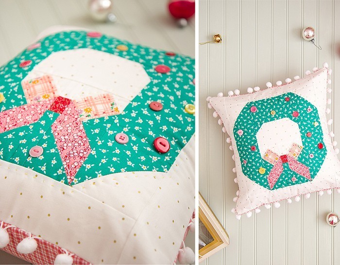 Christmas Wreath Pillow Pattern by Nadra Ridgeway of ellis & higgs