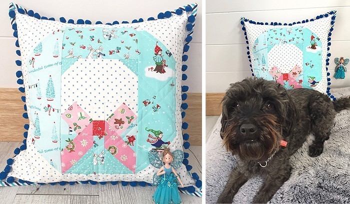 Christmas Wreath Pillow Pattern by Nadra Ridgeway of ellis & higgs