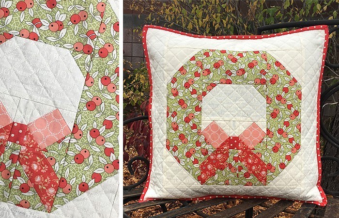 Christmas Wreath Pillow Pattern by Nadra Ridgeway of ellis & higgs