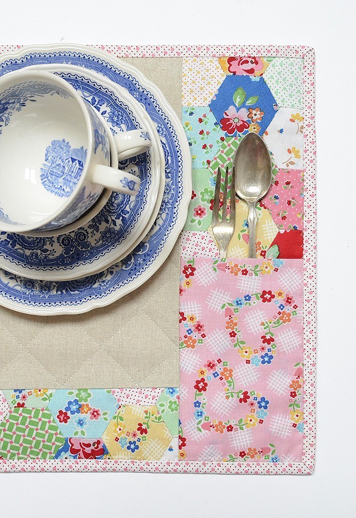 English Paper Piecing - Placemat made from Arbor Blossom by Nadra Ridgeway