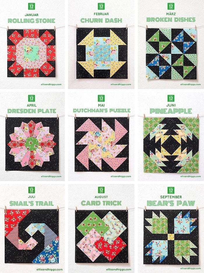 6 Köpfe 12 Blöcke - September Block Pineapple - Nadra Ridgeway von ellisandhiggs