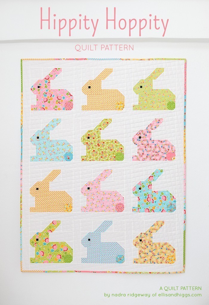 Colorful Easter Bunny Quilt hanging on the wall