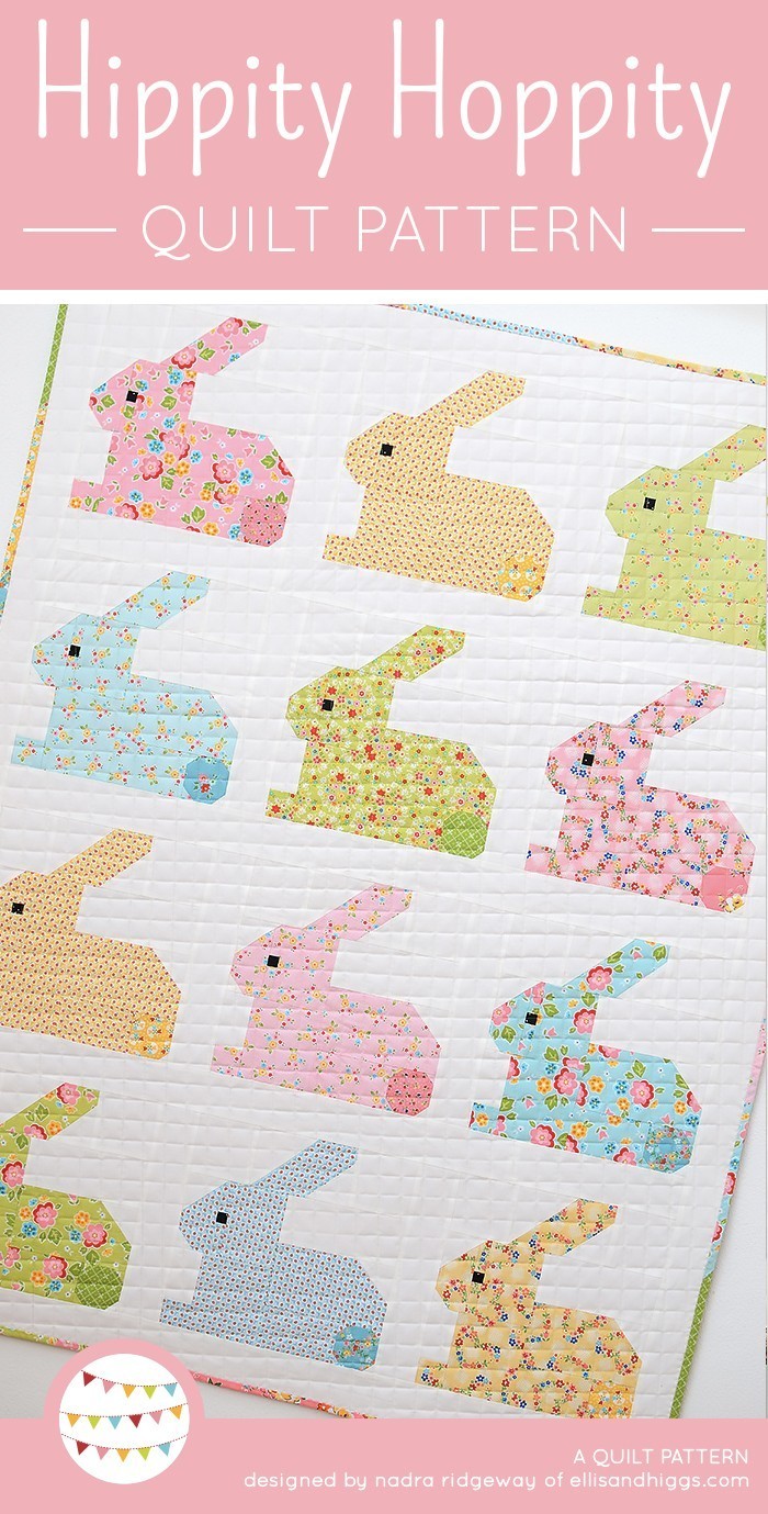 Colorful Easter Bunny Quilt hanging on the wall