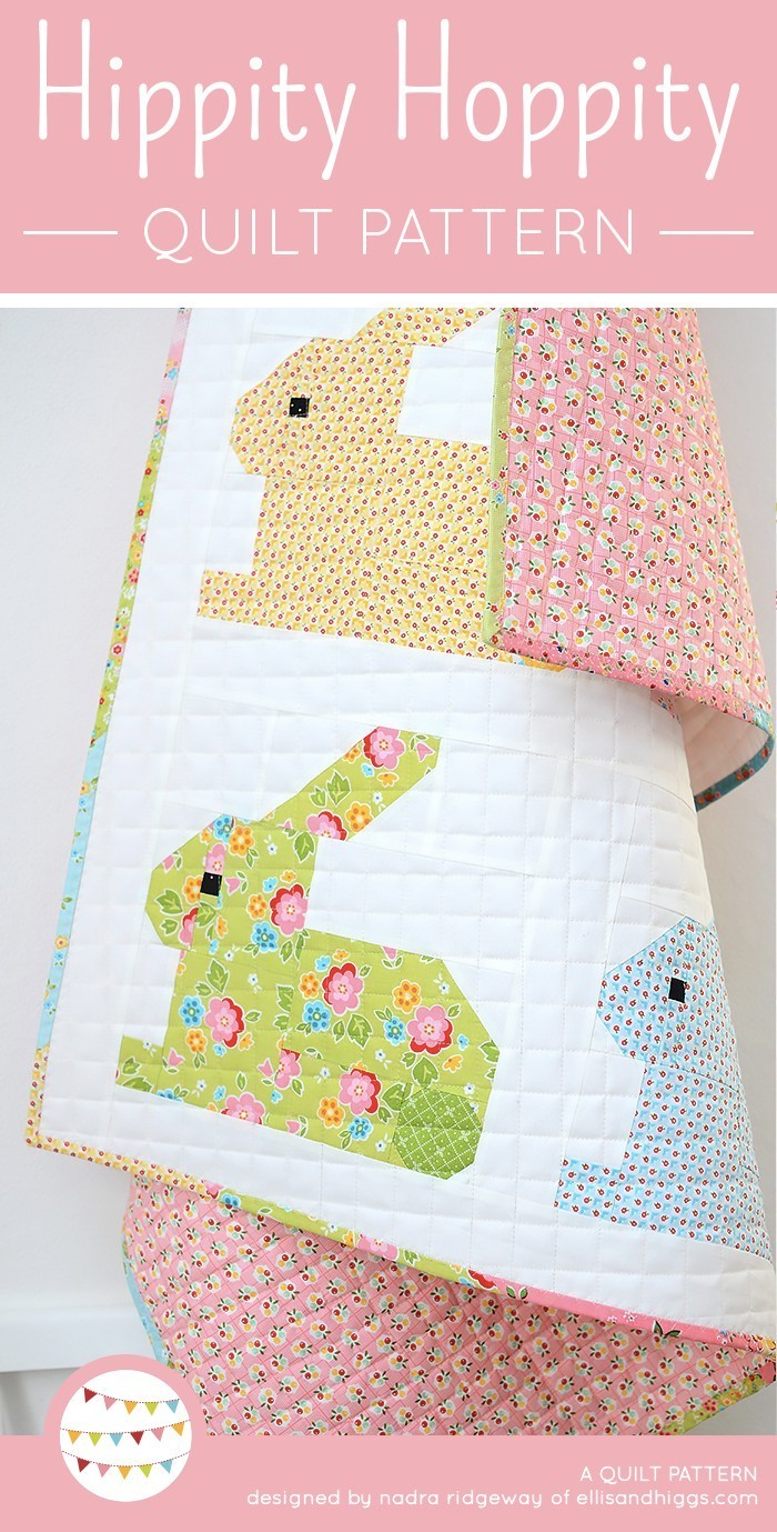 Colorful Easter Bunny Quilt hanging on the wall