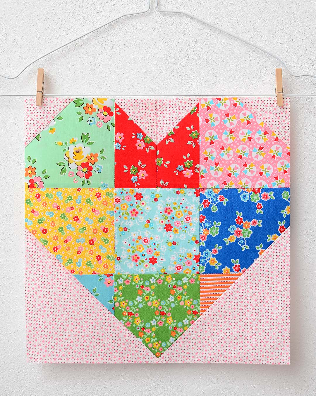 Spelling Bee Sew Along Large Heart Quilt Block by Nadra Ridgeway of ellis & higgs