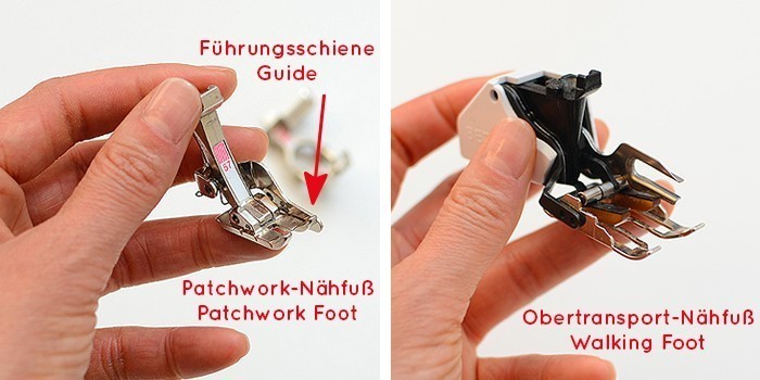 Bernina Patchwork-Fuß und Obertransprot-Fuß, Bernina Patchwork Foot and Walking Foot. Patchwork & Quilting Basics - Patchwork-Zubehör