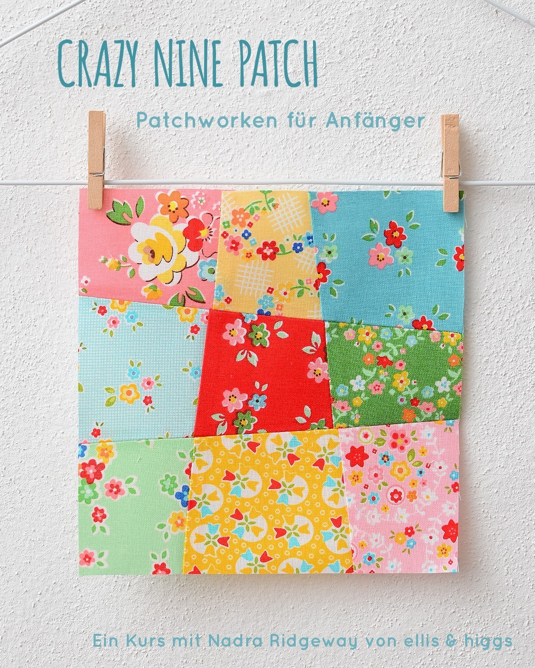 Crazy Nine Patch Quilt Block - Patchworken fuer Anfaenger