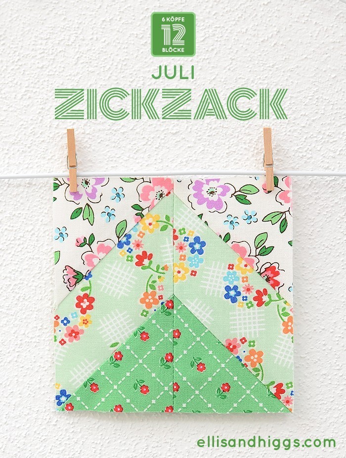 6 Koepfe 12 Bloecke Juli Zickzack Quilt Block