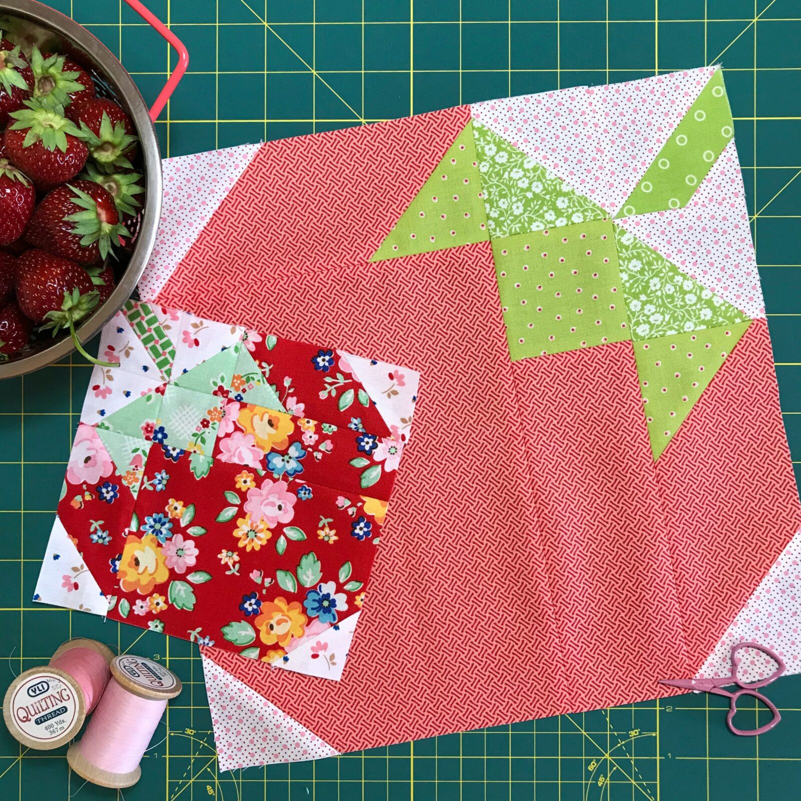 Strawberry Quilt Block Pattern by Nadra Ridgeway of ellis & higgs