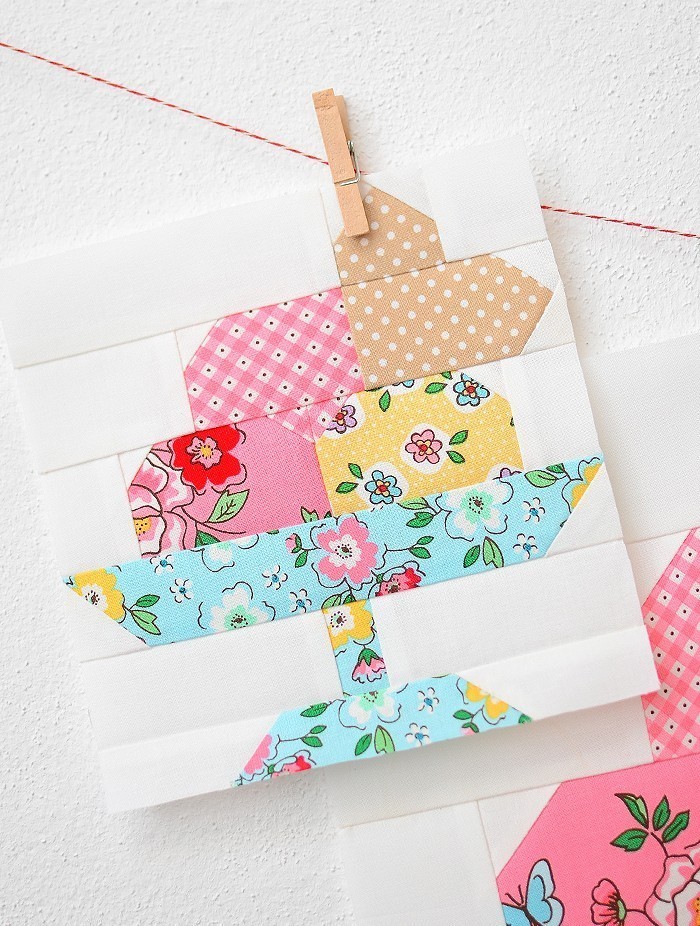 Ice Cream Sundae Quilt Block Pattern by Nadra Ridgeway of ellis & higgs