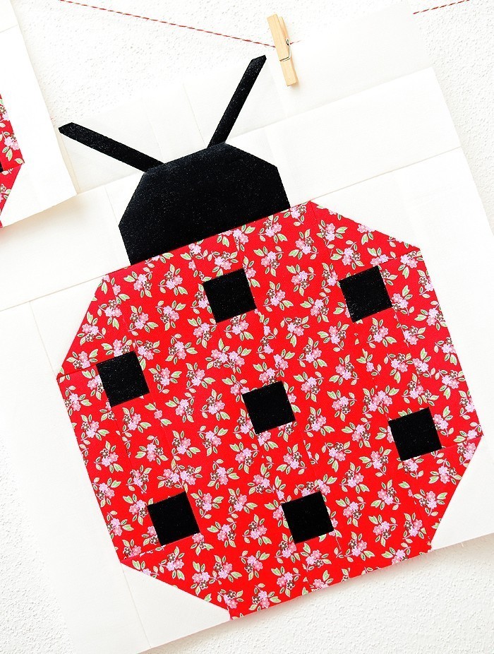 Ladybug Quilt Block Pattern by Nadra Ridgeway of ellis & higgs