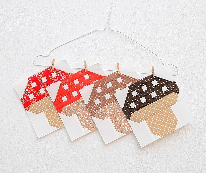Mushroom Quilt Blocks or How to sew small pieces