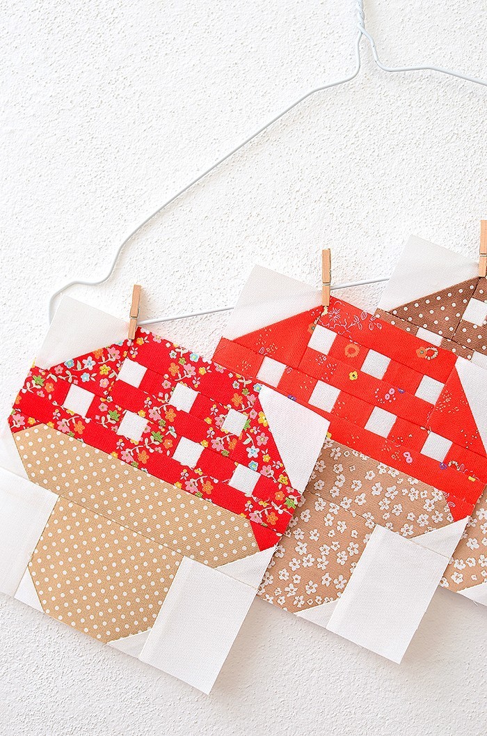 Mushroom Quilt Blocks or How to sew small pieces