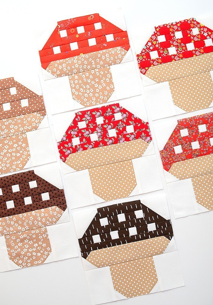 Mushroom Quilt Blocks or How to sew small pieces