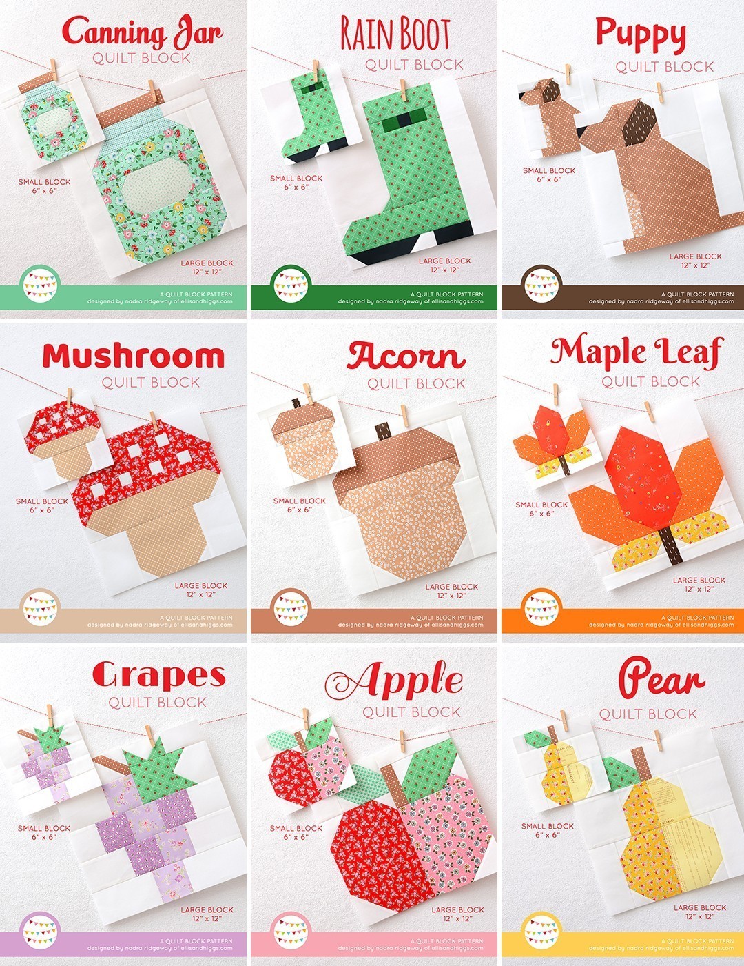 New Fall Quilt Block Patterns by Nadra Ridgeway of ellis & higgs