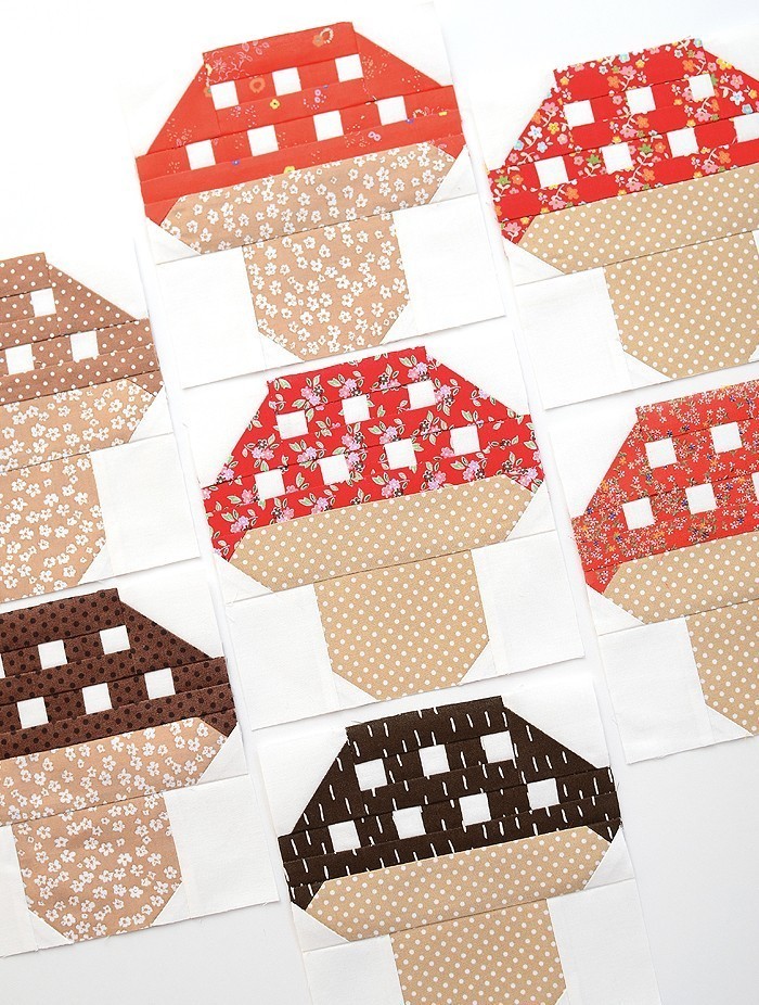 Mushroom Quilt Blocks or How to sew small pieces