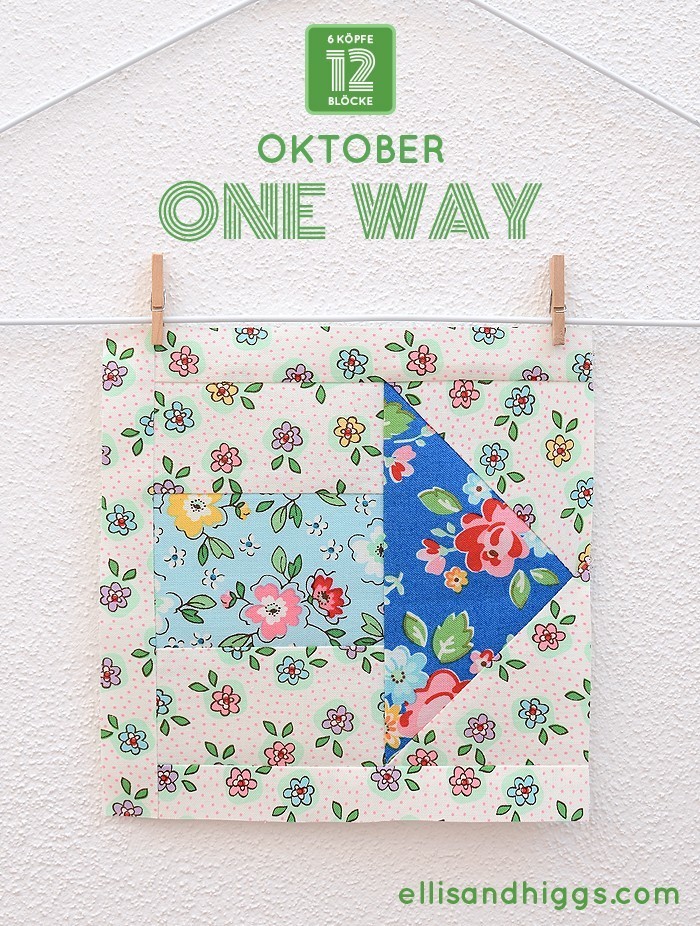 6 Koepfe 12 Bloecke Oktober One Way Quilt Block