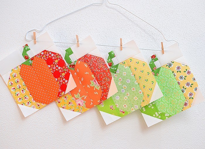 Pumpkin Quilt Block or Make your own Precuts or How to sew small pieces