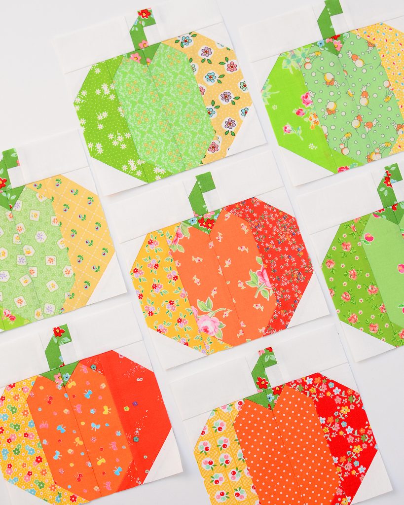 Pumpkin Quilt Block or Make your own Precuts or How to sew small pieces