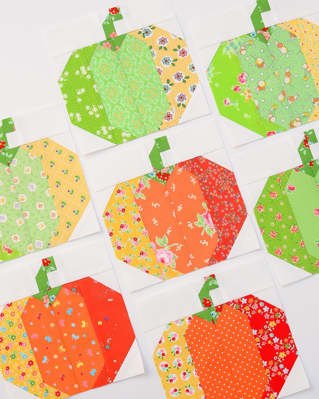 Pumpkin Quilt Block or Make your own Precuts or How to sew small pieces