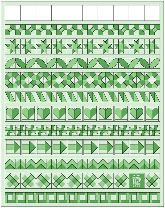 6 Koepfe 12 Bloecke November Orange Peel Quilt Block