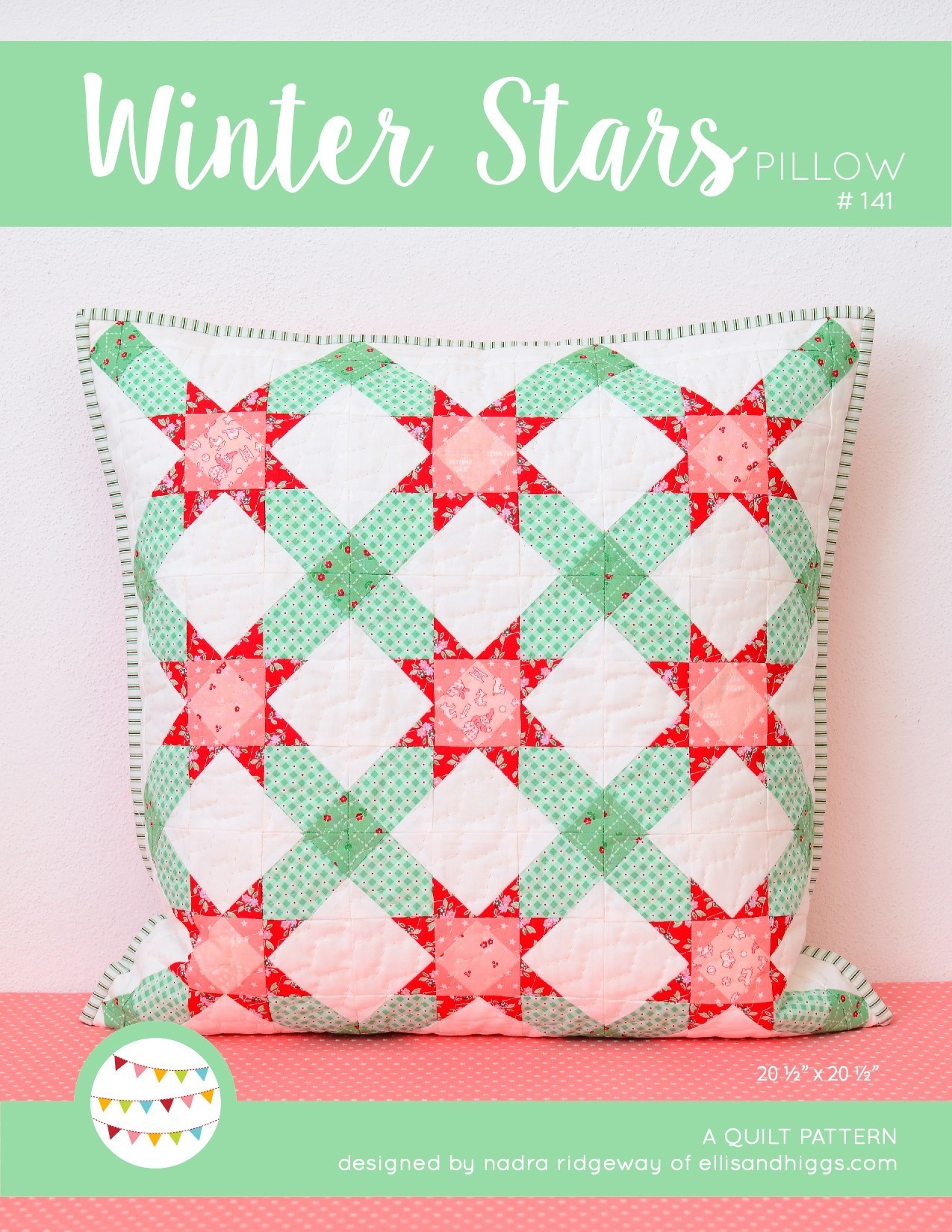 Winter Stars Pillow Mini Quilt Pattern - Christmas Quilt Pattern