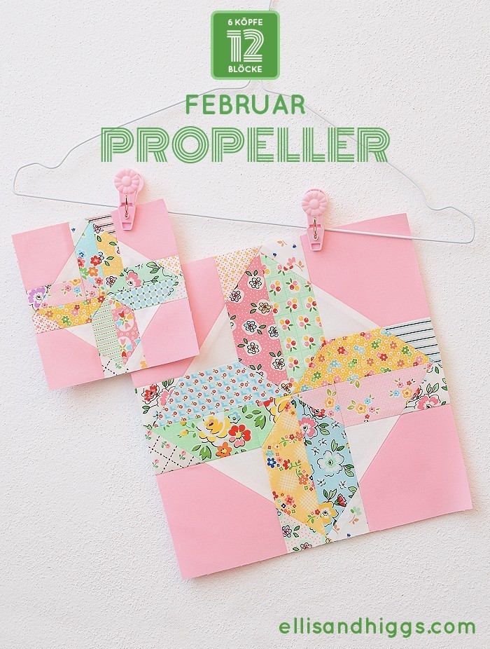 6 Köpfe 12 Blöcke 2019 - Propeller Quilt Block