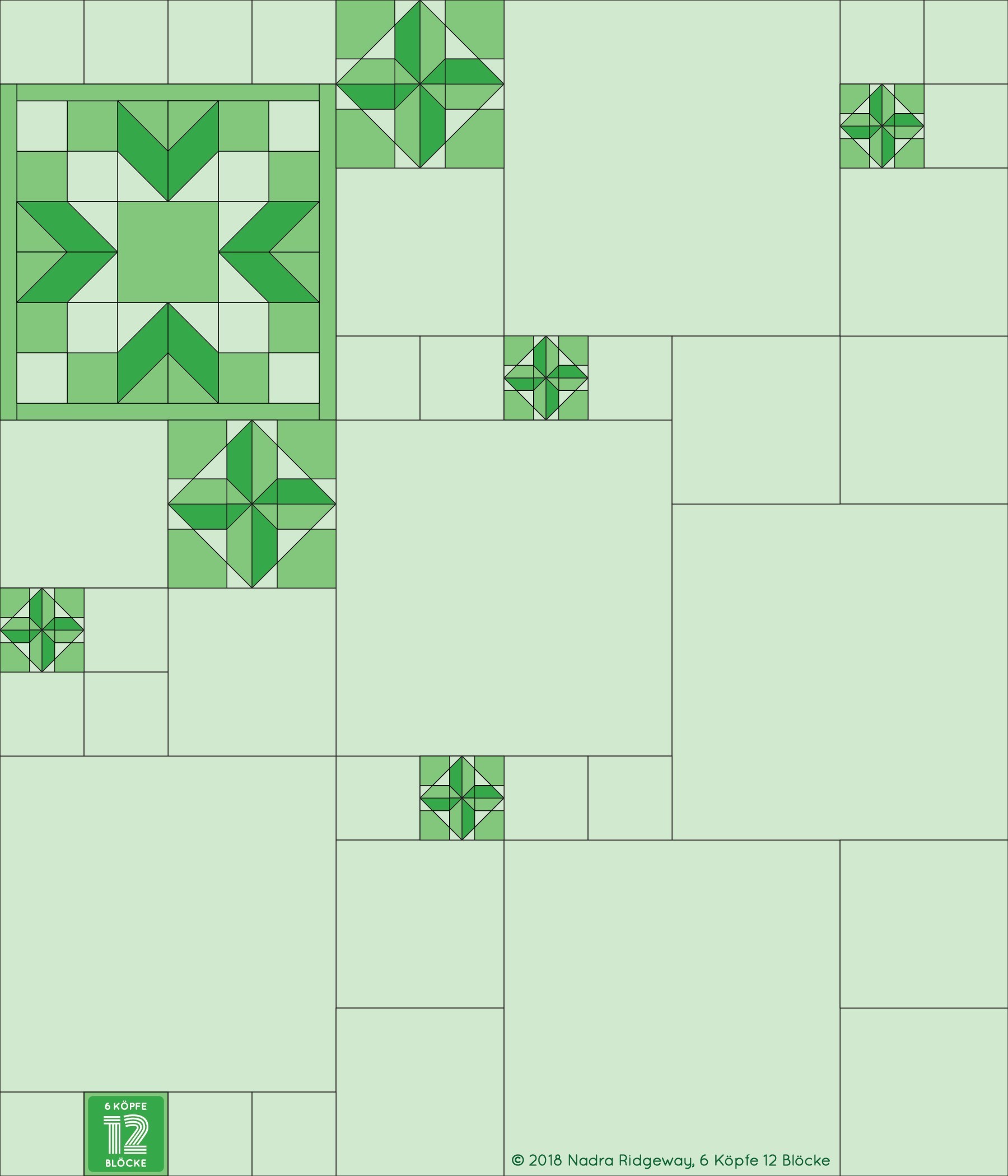 6 Köpfe 12 Blöcke 2019 - Propeller Quilt Block