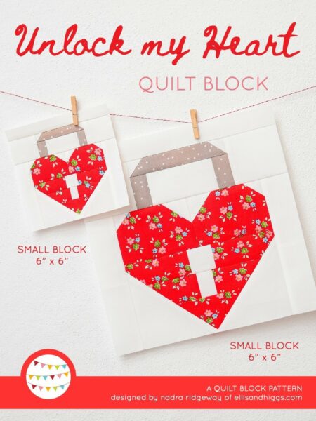 Heart Padlock Quilt Block Pattern - Valentine's Day Quilt Pattern