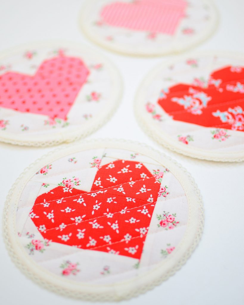 Valentine's Day heart coasters Tutorial & Pattern add-on