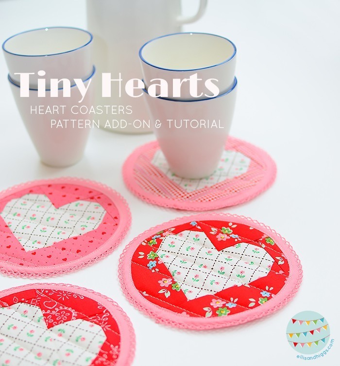 Valentine's Day heart coasters Tutorial & Pattern add-on