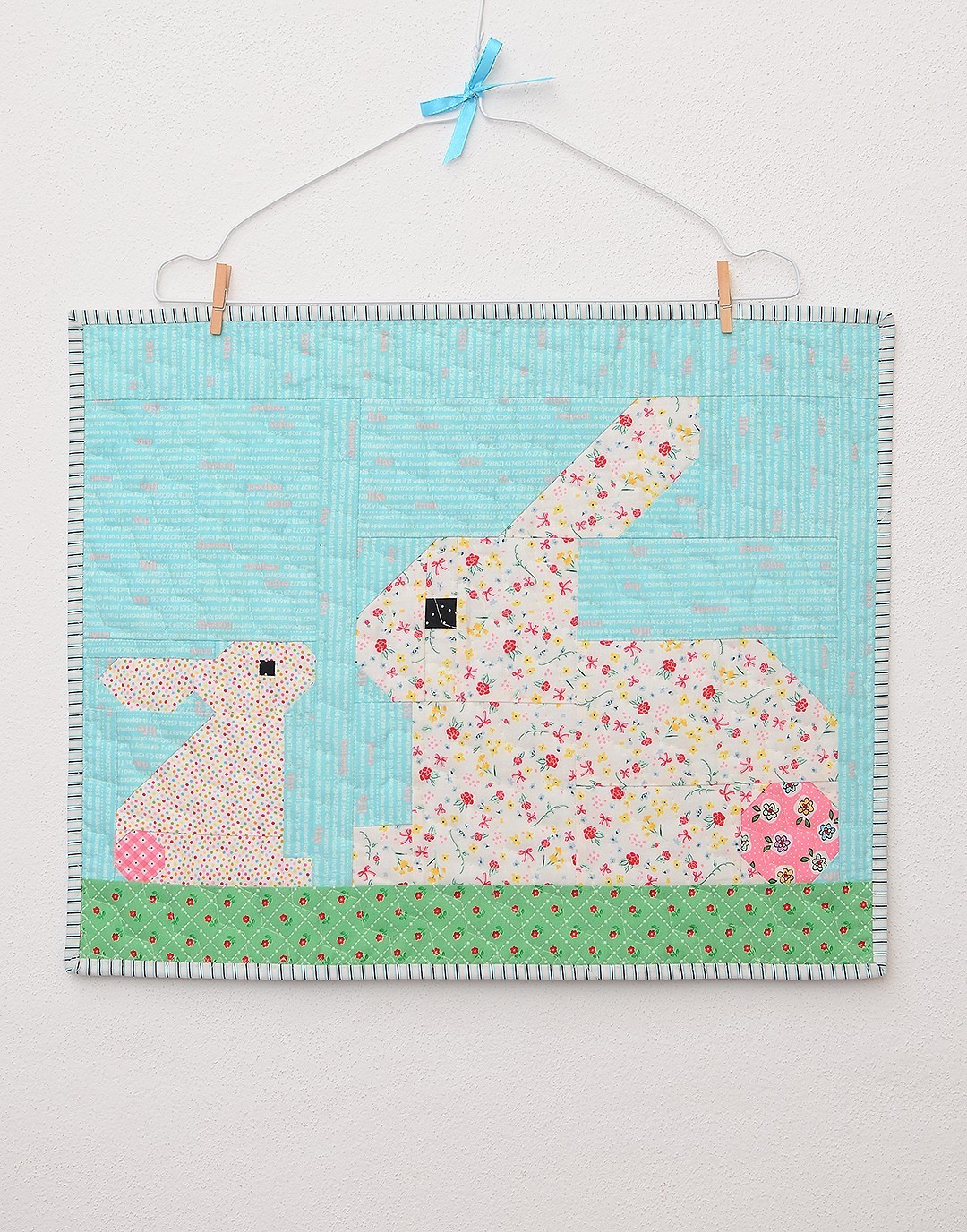 Two Little Bunnies Mini Quilt Tutorial - Easter Quilt Pattern 3
