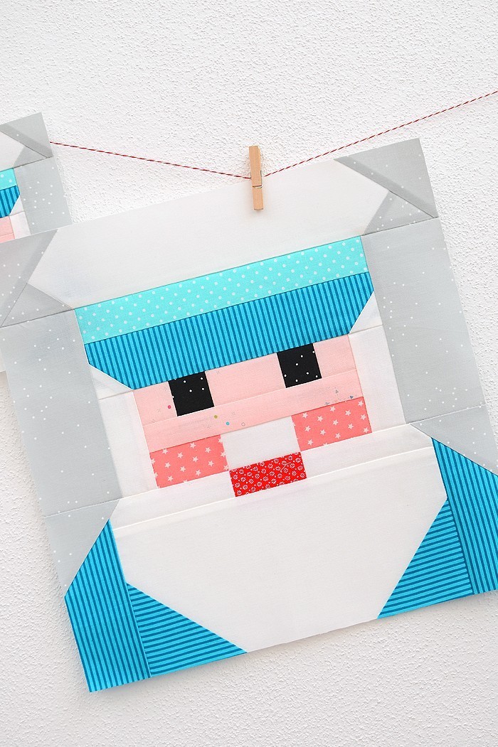 12 Inch Captain quilt block hanging on a wall