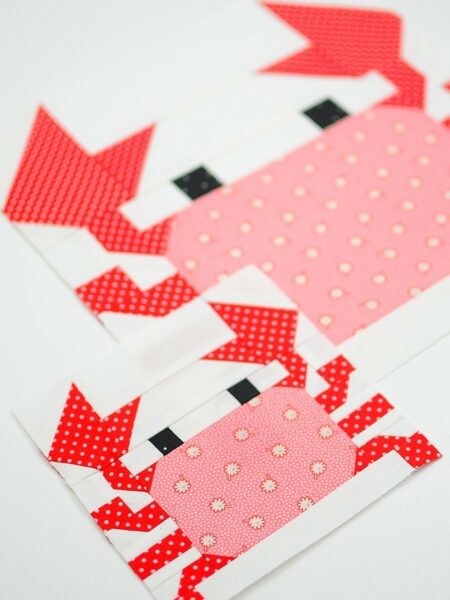 Crab quilt block in two sizes