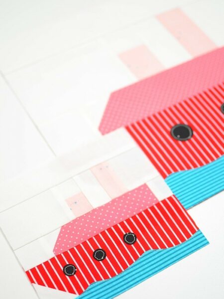 Steam ship quilt block in two sizes