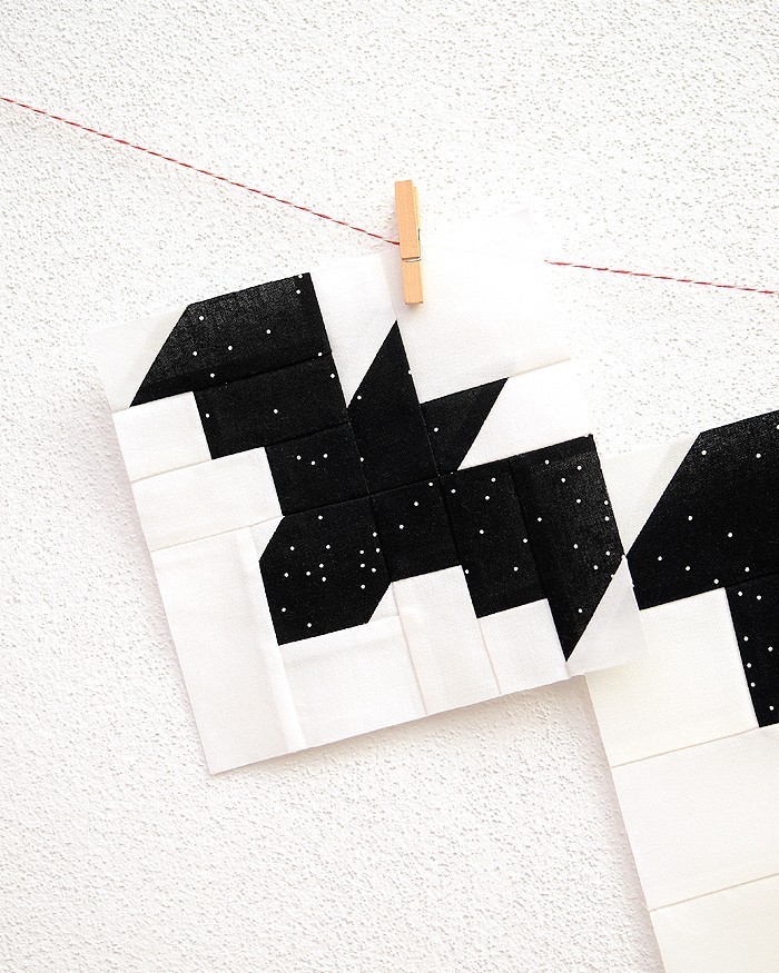 6 Inch Bat quilt block hanging on a wall