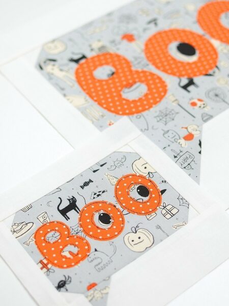 Boo quilt block in two sizes