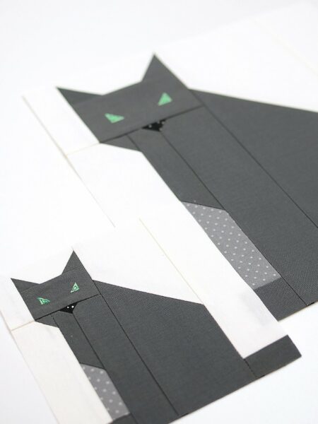 Cat quilt block in two sizes