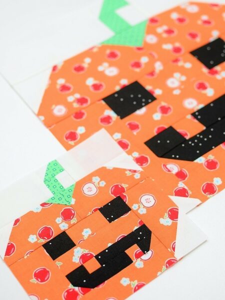 Pumpkin quilt block in two sizes