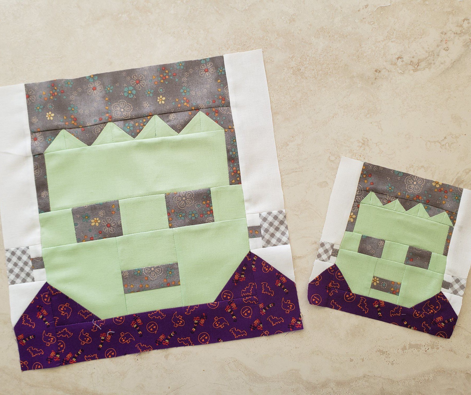 Frankenstein quilt blocks