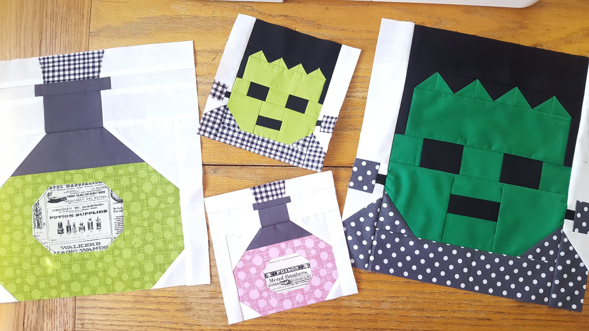 Frankenstein quilt blocks
