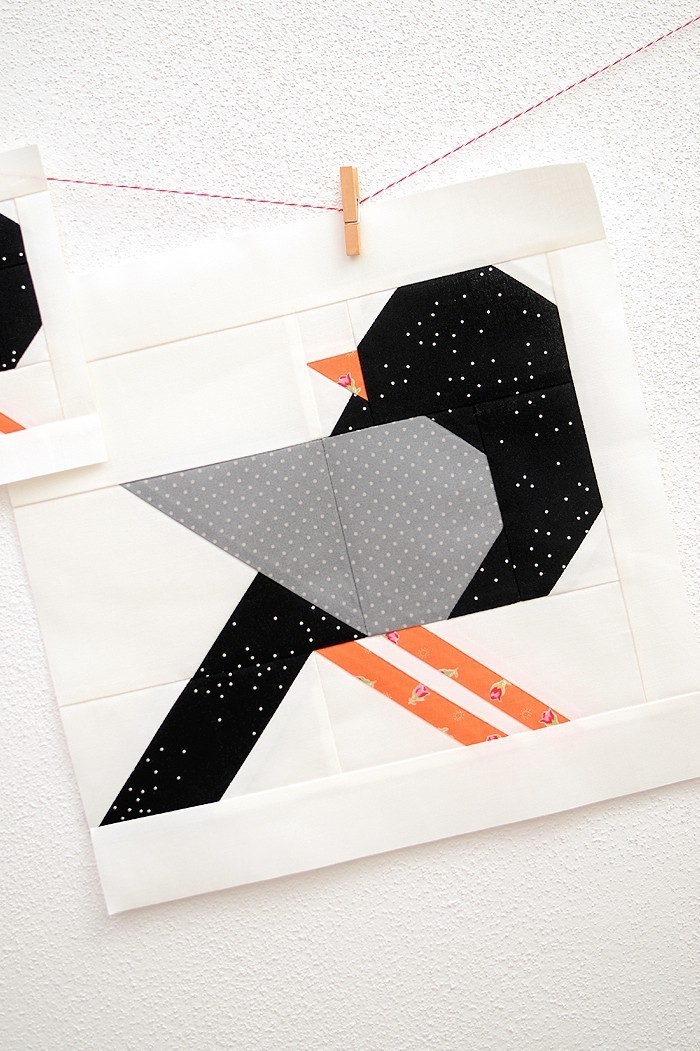 12 Inch Bird quilt block hanging on a wall