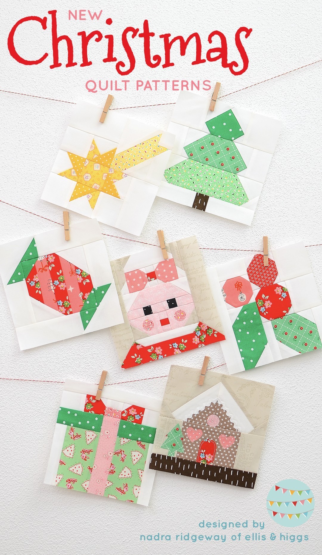 Christmas quilt patterns - Christmas quilt blocks hanging on the wall