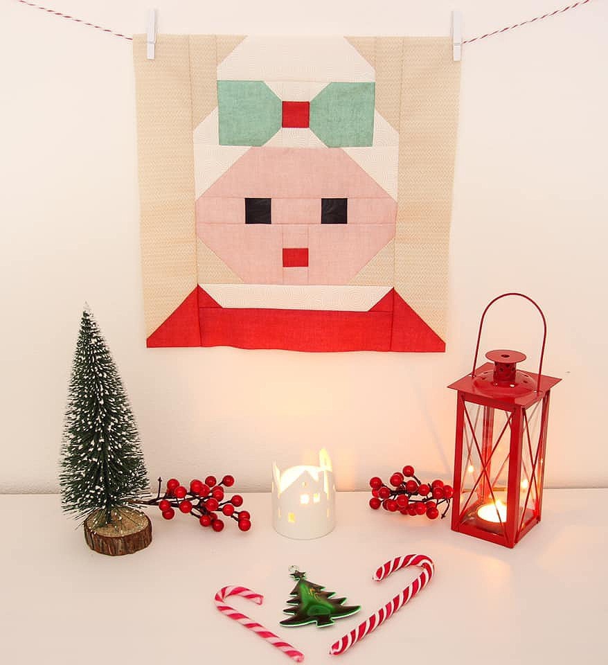 Mrs. Santa Claus quilt block