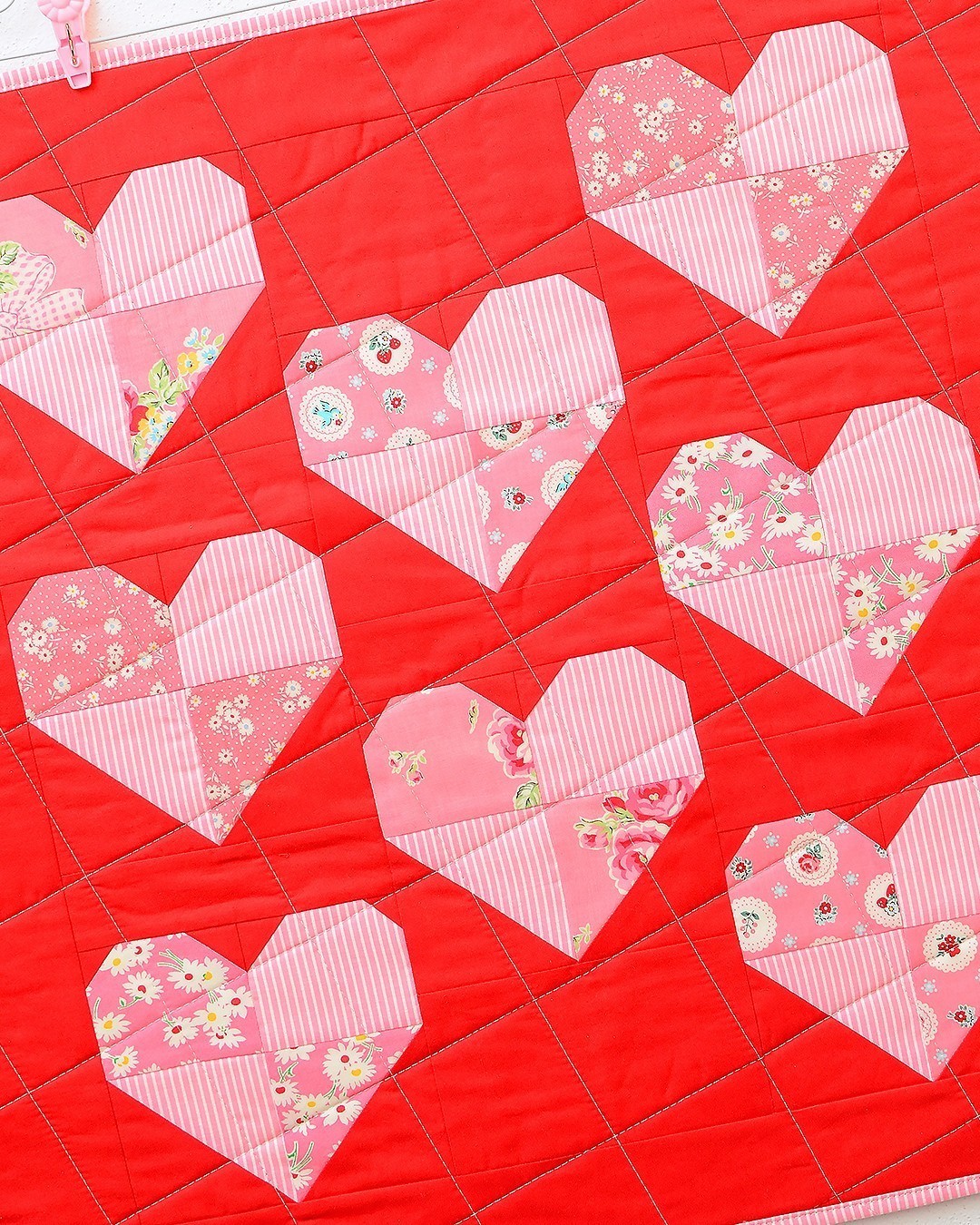 Harlequin Hearts Mini Quilt - Heart Quilt Pattern