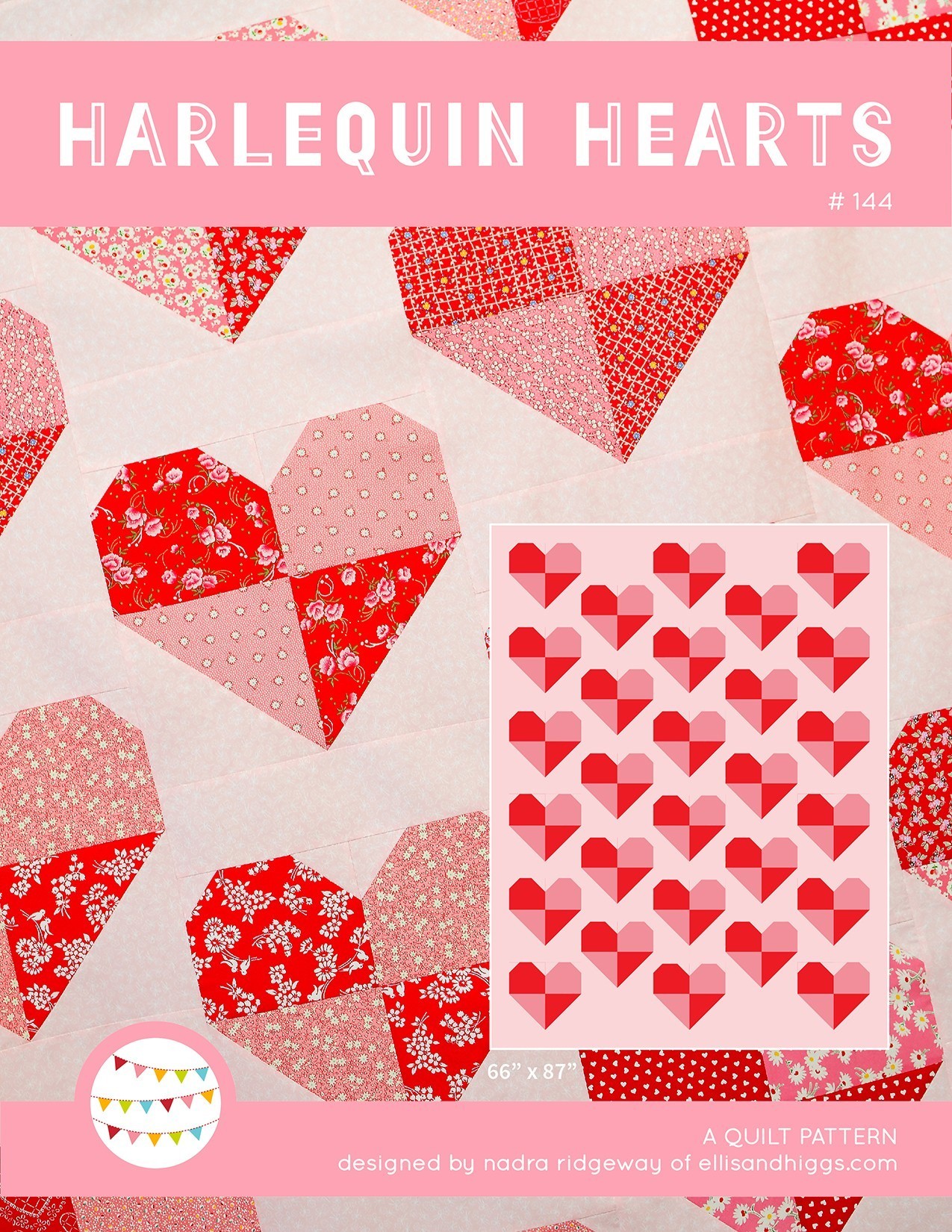Harlequin Hearts Quilt - Heart Quilt Pattern